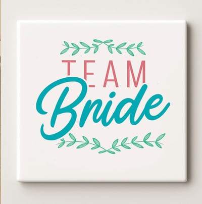 Team Bride Art Tegel – 15x15cm Keramische Wanddecoratie, Bruiloftsfeest Cadeau, Vrijgezellenfeest Decoratie