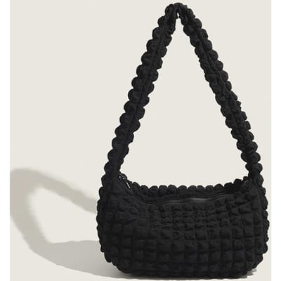 Zomerse Westerse Pofbloem Crossbody Tas Japanse en Koreaanse Frisse Zachte Damestas Casual Mode Gerimpelde Schoudertas black