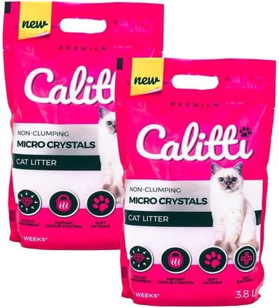Kattenbakvulling Kristallen - Kiezeltjes Geur Absorberend - Kattenbak Hygiëne - Stofvrije Formule - 2 x 7.6 L - Wit