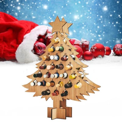 Kerst Aftel Wijnrek Hout Aftelkalender Kerst Wijnstandaard voor Decoratie Type 2 white