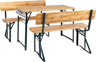 Opvouwbare Bierzeltgarnitur met Rugleuning voor Balkon of Tuin - Houten Zitset 119 cm