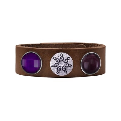 Quiges Dames Leren Armband Bruin met 3 Drukknopen Set 19.5 - 21.5cm - EBCMS312