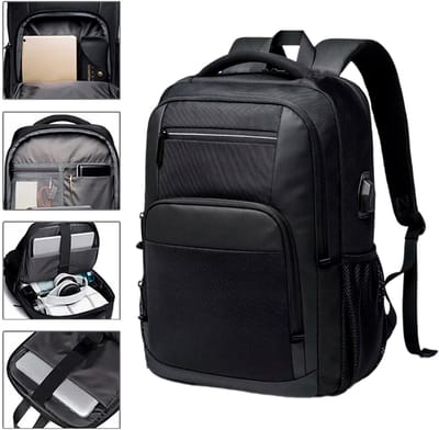 Zwart Herenrugzak – Laptoprugzak, casual schooltas voor studenten, ademend, grote inhoud - Extra Comfortabel - Spatwaterdicht - Heren en Dames - Jongens en Meisjes