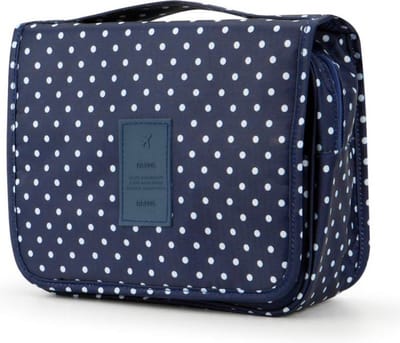 Travel - Toilettas/Cosmeticatas - Unisex - Ophangbaar - Blauw gestipt