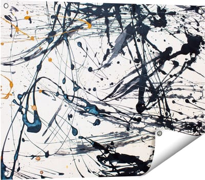 Gards Tuinposter Abstracte Kunst van Zwarte Verf - 80x60 cm - Tuindoek - Tuindecoratie - Wanddecoratie buiten - Tuinschilderij