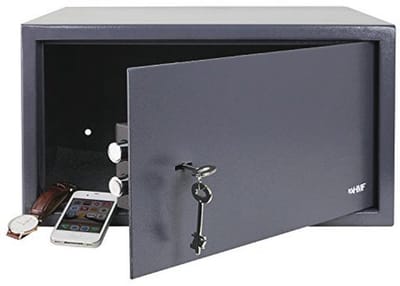 Wandkluis met sleutel voor laptop en documenten, 45 x 25 x 36,5 cm, antraciet