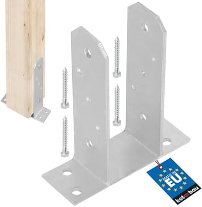 KOTARBAU® Paalhouder, Paalvoet, TT, Paaldrager, Verzinkt Staal, 70 mm, Zilver, Paalsteun, om te Schroeven, voor Houten Palen, voor Tuin