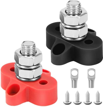 Distributieblok voor batterijvoeding M10, accuklemmenblok, 12 V-48 V voor auto, vrachtwagen en boot, 2 stuks