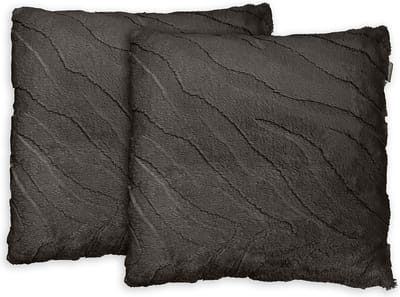 Eleganzzz Sierkussens Jacquard Rabbit Fur - Taupe Grey - Sierkussens 50x50cm - Set van 2 Kussens