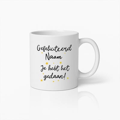 330ml Gepersonaliseerde Gefeliciteerd Mok – Naam Op Maat, Perfect Cadeau voor Succesmomenten