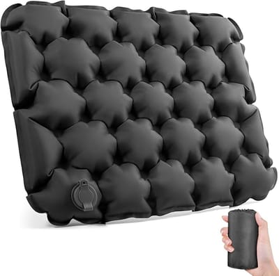 Zwart Outdoor Vochtbestendige Opblaasbare Kussen - Lichte Zitkussen voor Camping, Reizen, Grond, Kantoor en Kont