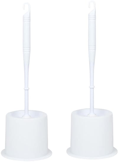 Benson Wc Borstel - 2x - met houder - wit - kunststof - toiletborstel
