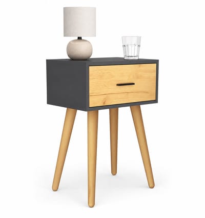 VCM Beistelltisch Nachttisch mit Schublade, 45 x 30 x 56 cm, Holzoptik, modernes Retro-Design - Singol L