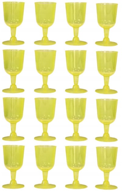 Excellent Houseware Wijnglazen - 16x - geel - kunststof - 160ml - herbruikbaar wijnglas