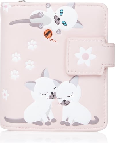 Shagwear Portemonnee - Compact Beugelportemonnee - Dames - Kunstleer - Playful Kittens (0404sm)