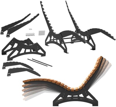 Tuinligstoel, frame LOUNGER, 680 mm breed, verzinkt staal, zwart