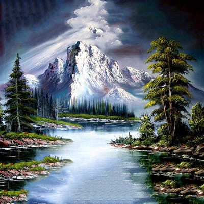 Peinture Diamant 5D Paysage Arbre Montagne de Neige Broderie Cristal Peinture Mosaïque Décoration 30x30CM gray