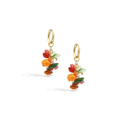 Gouden Statement Oorbellen met Kleurrijke Bedels – Trendy Dames Oorringen Multicolor - Cadeau voor haar