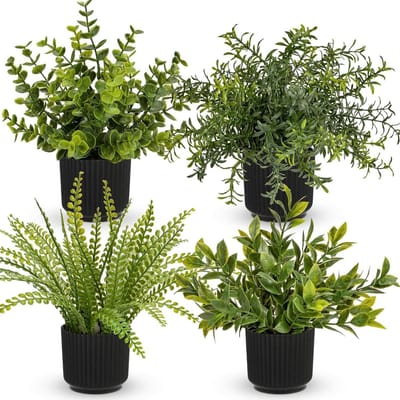 Set Kunstplanten - Planten in pot - Woonkamer decoratie - Realistisch uiterlijk - 4 stuks - Groen