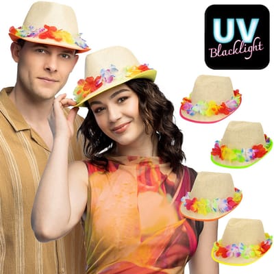 Boland - Hoed Bonaire Neon,Groen,Geel,Roze,Oranje,Naturel - 58 - Volwassenen - Unisex - Hawaii - Tropisch - Festival - Tuinfeest - Strandfeest
