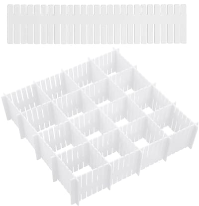 Dailygoods- Ladeverdeler 20 Stuks - Verstelbare Ladeverdeler - Witte Scheidingswanden - Duurzaam PP-Materiaal - Organizer voor Ondergoed - Stabiel en Robuust - Lade-organizer