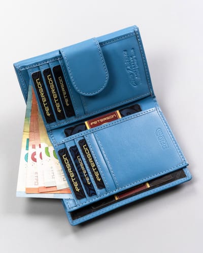 Peterson - Luxe Dames Portemonnee - Middelgroot Model - Echt Leer - Verticaal - RFID-Bescherming - Ruimte voor Kentekenbewijs - Zwart