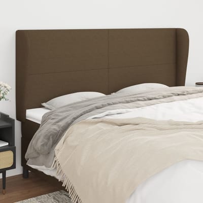 vidaXL - Hoofdbord - met - randen - 183x23x118/128 - cm - stof - donkerbruin