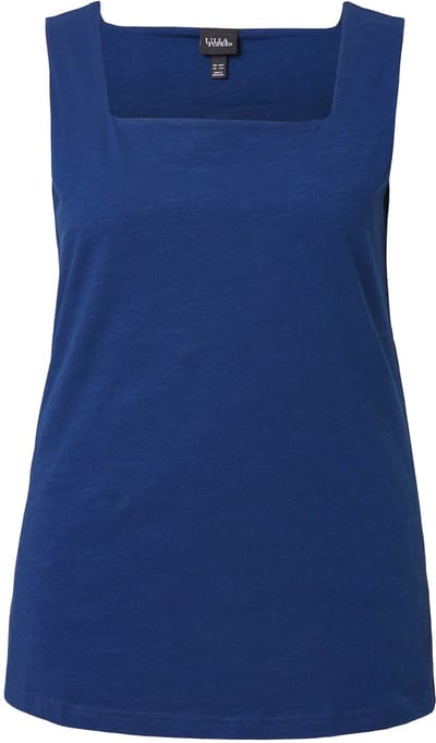 Ulla Popken - Dames - Top Slim carréhals mouwloos dubbellaags aan de voorkant - Donkerblauw - Maat 62+