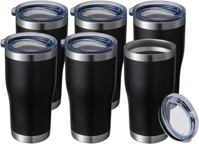 RVS 20oz Isolatiewaarde Tumbler Curve (6 Stuks) - Lekvrije Reismok voor Warm & Koud