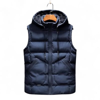 Heren Bodywarmer met Capuchon - Gewatteerd Winter Vest - Warm - Marine blauw - Maat XL