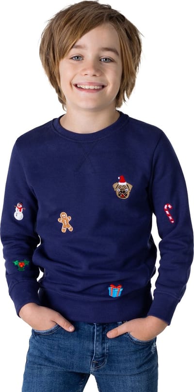 OppoSuits Deluxe X-Mas Icons - Navy - Kids Kerst Sweater - Kersttrui - Kerst - Blauw - Maat 2 Jaar
