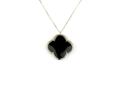 model Fiori grote klaver collier in zilver grote klaver zwart