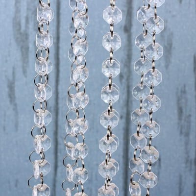 10 Pieces 50cm Clear Crystal Bead Strands 14mm Sparkly K9 Crystal Glass Octagon Beads Chandelier Lamp Bead Chain Hanging Ornament for DIY Christmas Tree Wedding Door Curtain Jewelry Decoration