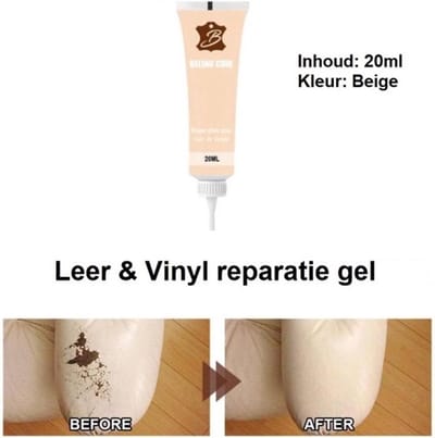 TLVX Leer Reparatie Gel Beige Creme 20ML / Auto / Stoel / Bank / Leder reparatie / Vinyl reparatie / Leer scheuren / Leder herstel / Autostoel leer krassen / Kras leer herstel / Dofheid leer herstel / Haken en ogen leer en vinyl / Snel Leer Herstel