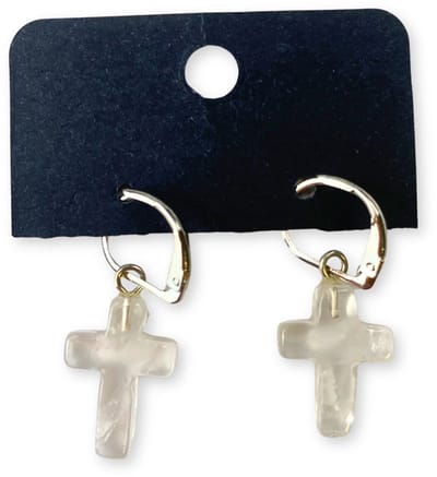 Bergkristal kruis oorbellen - fashion jewelry