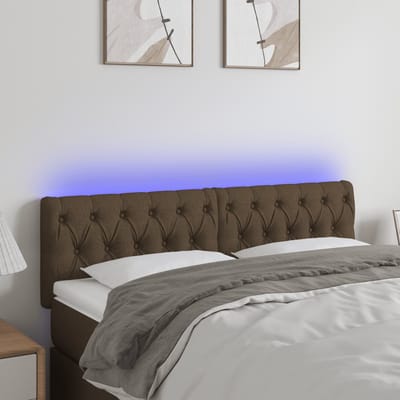 vidaXL - Hoofdbord - LED - 144x7x78/88 - cm - stof - donkerbruin