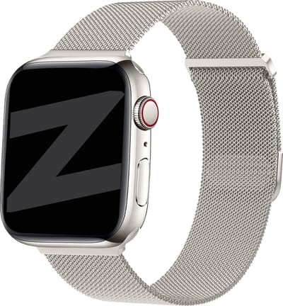 Bandz Milanese loop band geschikt voor Apple Watch 1/2/3/ 4/5/6/8/9/SE - Maat: 38 / 40 / 41 / 42mm - Hoogwaardig gevlochten stalen materiaal smartwatchbandje - Milanees bandje met magneetsluiting - sterrenlicht Milanees Apple Watch bandje