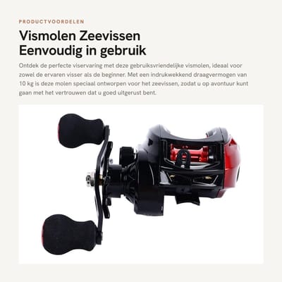 Dailygoods- Vismolen 10 Kg Draagvermogen - Zoutwaterwerpmolen - Rechtshandig - Explosiebestendige Lijn - Veiligheid - Comfortabele Viservaring - Visgerei
