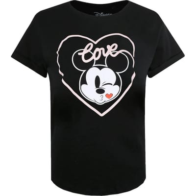 Disney Dames/dames Mickey Mouse Kiss T-shirt (Zwart)
