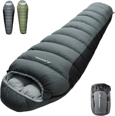 Mummieslaapzak voor 4 seizoenen, 215 x 85 x 40 cm, lichtgewicht met verstelbare capuchon en vak voor mobiele telefoon voor kamperen en wandelen