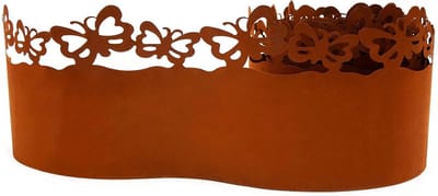 Gazonrand Metaal - Bloembedrand Roestlook - Tuin Afbakenen - Decoratief Vlinderpatroon - 21x500 cm - Roestkleurig