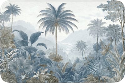 Badmat 90x60 cm - Antislip - Jungle - Modern - Blauw - Groen - Badmatten voor badkamer - Badkamermat - Douchemat - Badkamer mat