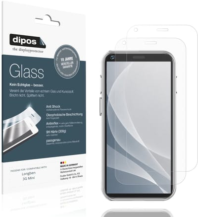 dipos – 2x Matte Pantserfolie geschikt voor Longben 3G Mini | 9H Screenprotector