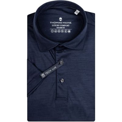 Thomas Maine Polo Wool Short Sleeve Luxury Comfort Dark Navy / male