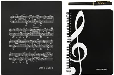 Dailygoods- Briefpapier Muziekthema - Notitieboek A5 - Draadgebonden - Inclusief Pen - Hoogwaardige Papierkwaliteit - Ideaal voor Dagboeken