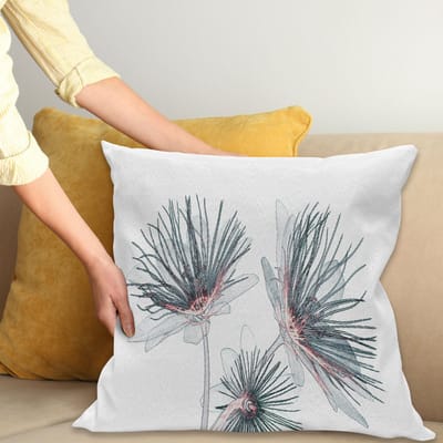 ABAKUHAUS Kussenhoes Bloemen – Dubbelzijdig, 40x40 cm, Lichtblauw/Grijs