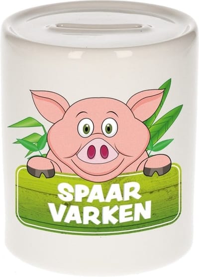Kinder spaarpot met spaar varken opdruk - keramiek - varkens spaarpotten