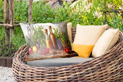Buitenkussens - Stilleven - Kruiden - Specerijen - Fruit - Kleurrijk - 60x40 cm - Weerbestendig