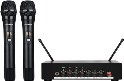 Draadloze Microfoon Set - Karaoke Microfoons - Feest Geluid - Dubbele Handmicrofoon - 33cm Pakket