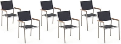 GROSSETO - Tuinstoel set van 6 - Zwart - Polyester
